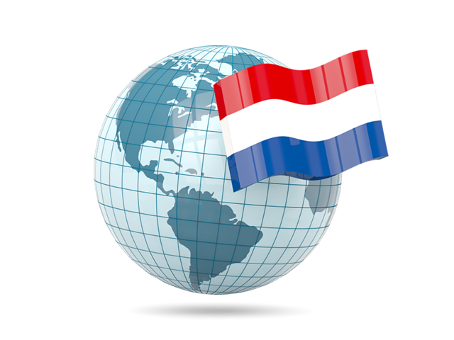Глобус с флагом. Скачать флаг. Нидерланды