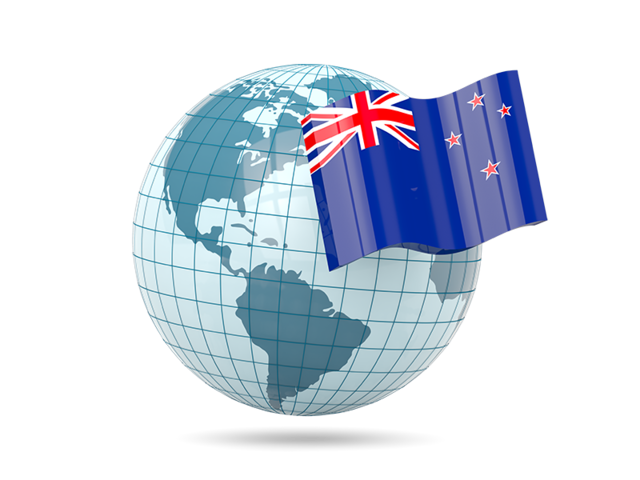 Globe with flag. Download flag icon of New Zealand at PNG format