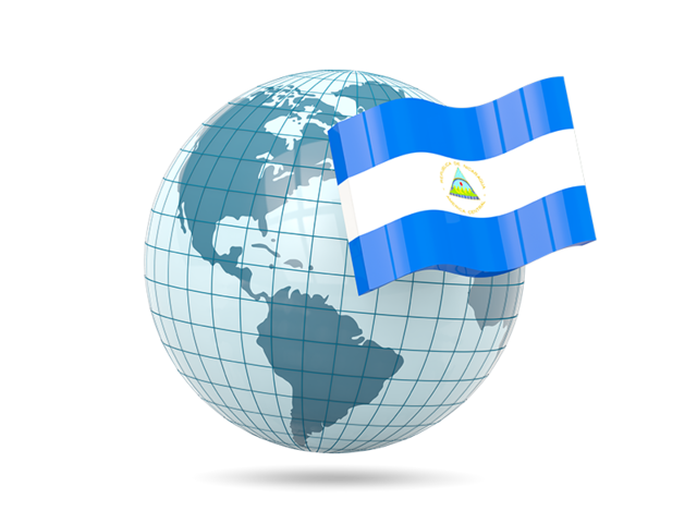 Глобус с флагом. Скачать флаг. Никарагуа