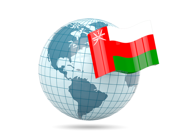 Globe with flag. Download flag icon of Oman at PNG format