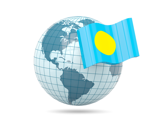 Globe with flag. Download flag icon of Palau at PNG format