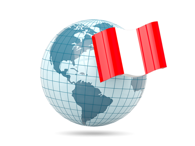 Globe with flag. Download flag icon of Peru at PNG format
