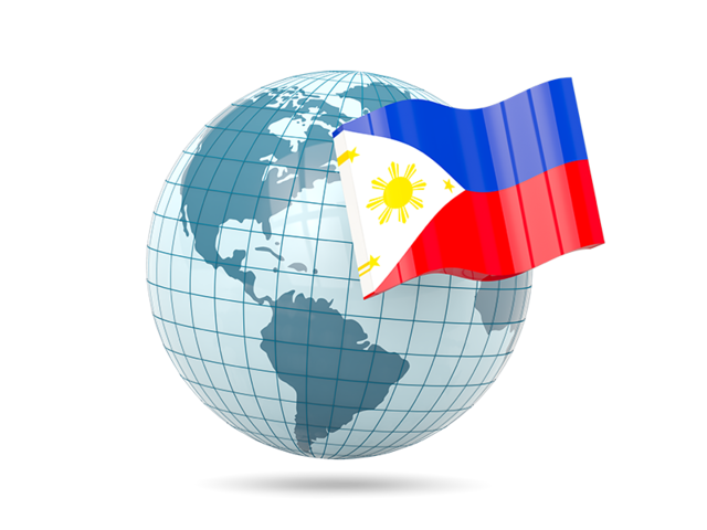 Globe with flag. Download flag icon of Philippines at PNG format