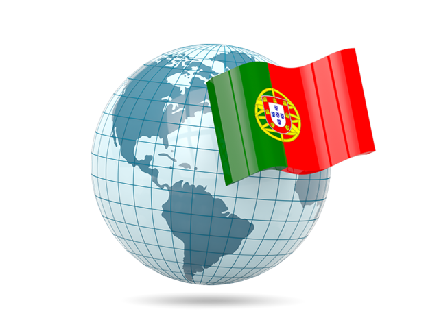 Глобус с флагом. Скачать флаг. Португалия