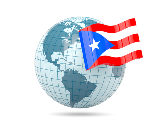 Глобус с флагом. Скачать флаг. Пуэрто-Рико