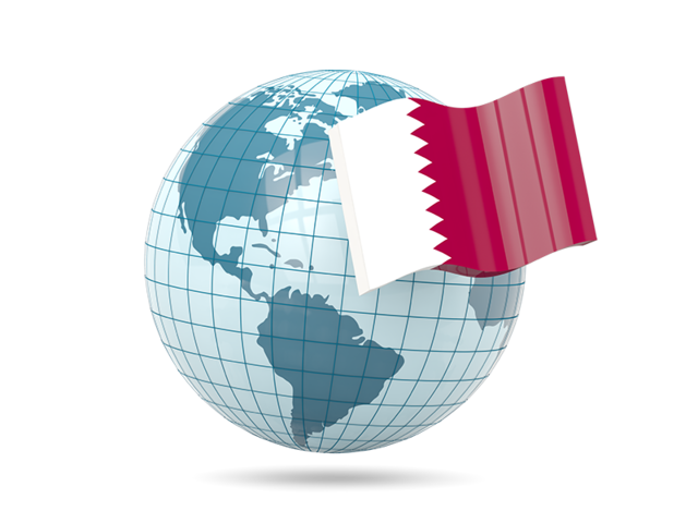 Глобус с флагом. Скачать флаг. Катар