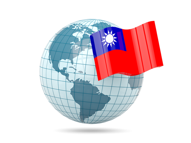 Глобус с флагом. Скачать флаг. Тайвань
