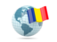 Romania. Globe with flag. Download icon.