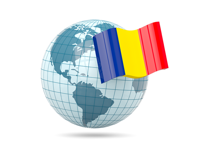 Globe with flag. Download flag icon of Romania at PNG format