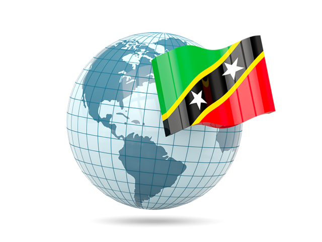 Globe with flag. Download flag icon of Saint Kitts and Nevis at PNG format