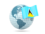 Saint Lucia. Globe with flag. Download icon.