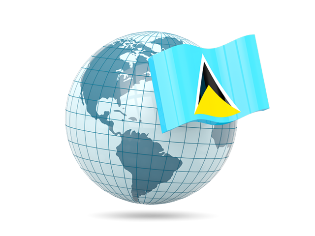 Globe with flag. Download flag icon of Saint Lucia at PNG format