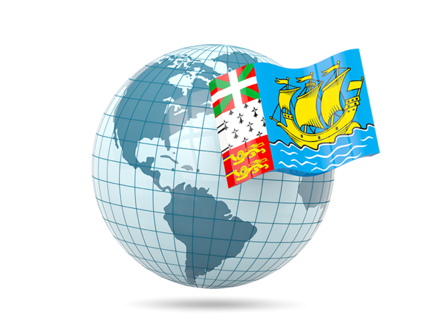 Globe with flag. Download flag icon of Saint Pierre and Miquelon at PNG format