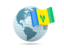 Saint Vincent and the Grenadines. Globe with flag. Download icon.