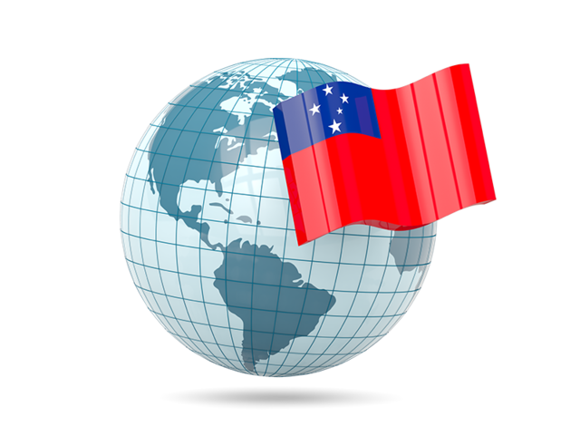 Globe with flag. Download flag icon of Samoa at PNG format