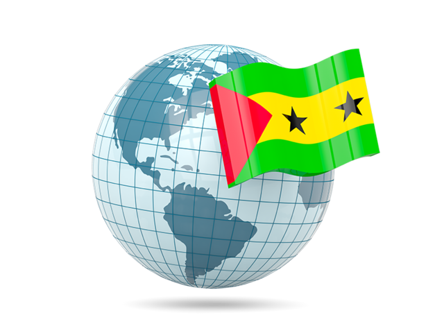 Globe with flag. Download flag icon of Sao Tome and Principe at PNG format