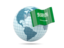 Saudi Arabia. Globe with flag. Download icon.