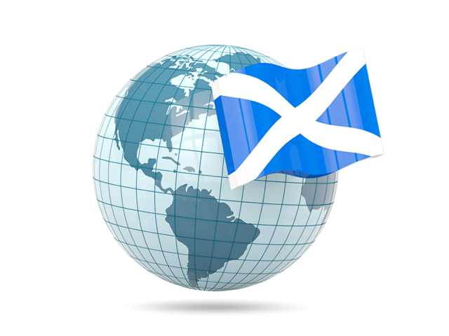 Глобус с флагом. Скачать флаг. Шотландия