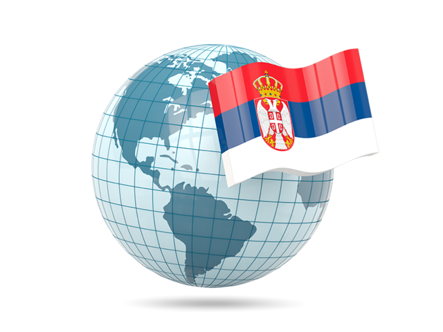 Globe with flag. Download flag icon of Serbia at PNG format