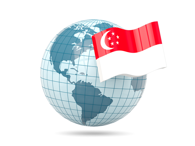 Глобус с флагом. Скачать флаг. Сингапур