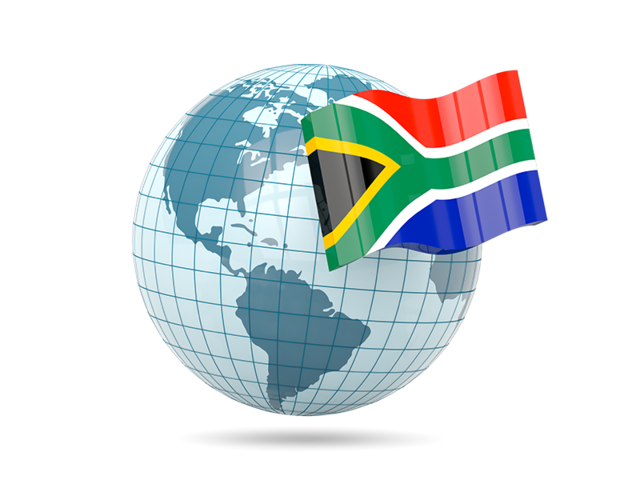Глобус с флагом. Скачать флаг. ЮАР