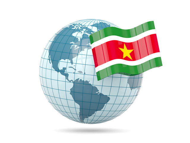 Globe with flag. Download flag icon of Suriname at PNG format