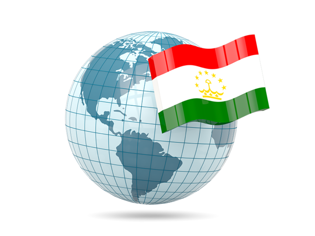 Глобус с флагом. Скачать флаг. Таджикистан