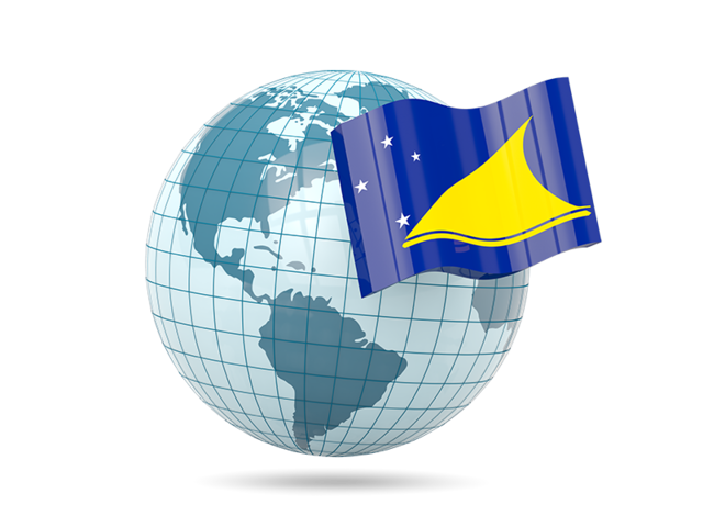 Globe with flag. Download flag icon of Tokelau at PNG format