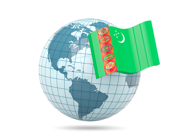 Globe with flag. Download flag icon of Turkmenistan at PNG format