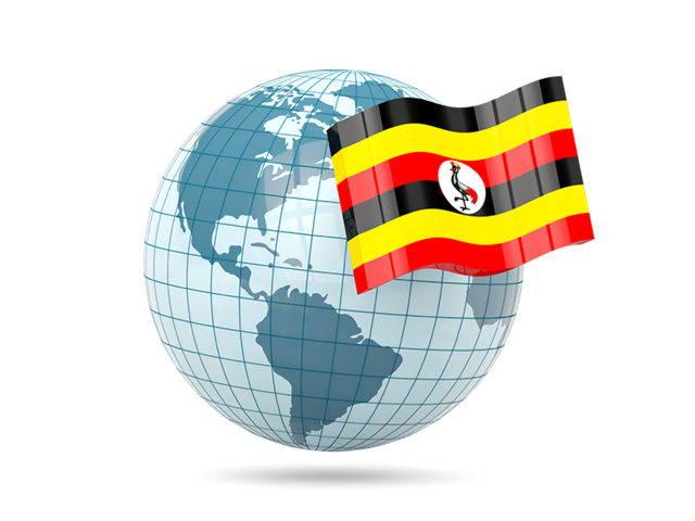 Globe with flag. Download flag icon of Uganda at PNG format