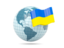 Ukraine. Globe with flag. Download icon.