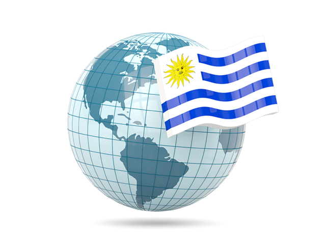 Глобус с флагом. Скачать флаг. Уругвай