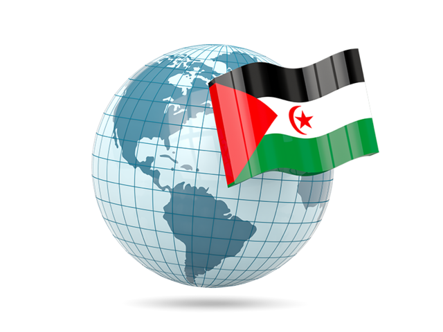 Глобус с флагом. Скачать флаг. Западная Сахара