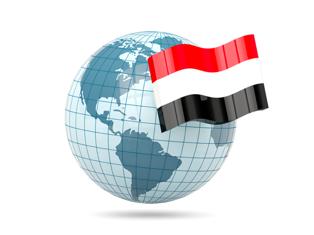 Globe with flag. Download flag icon of Yemen at PNG format