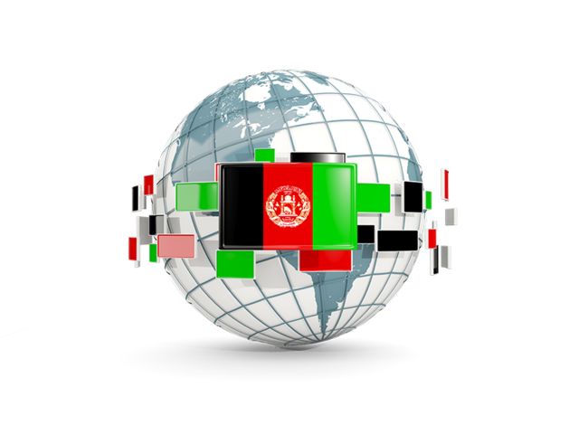 Globe with line of flags. Download flag icon of Afghanistan at PNG format