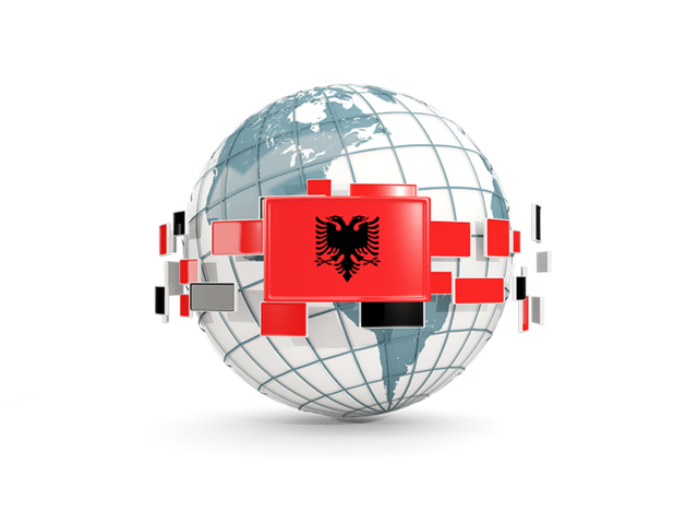 Globe with line of flags. Download flag icon of Albania at PNG format