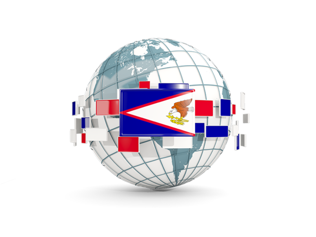 Глобус с флагами. Скачать флаг. Американское Самоа