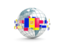 Andorra. Globe with line of flags. Download icon.