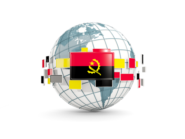 Globe with line of flags. Download flag icon of Angola at PNG format