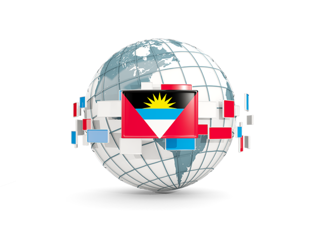 Globe with line of flags. Download flag icon of Antigua and Barbuda at PNG format