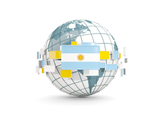 Globe with line of flags. Download flag icon of Argentina at PNG format