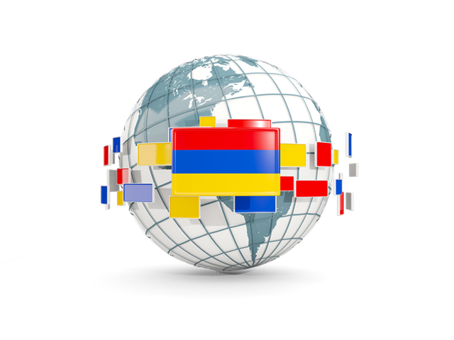 Globe with line of flags. Download flag icon of Armenia at PNG format