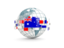 Australia. Globe with line of flags. Download icon.