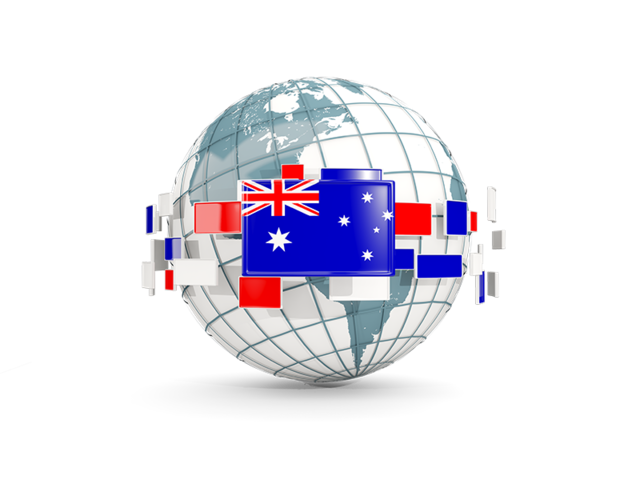 Глобус с флагами. Скачать флаг. Австралийский Союз