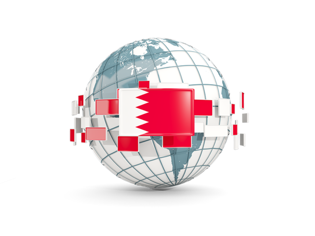 Globe with line of flags. Download flag icon of Bahrain at PNG format