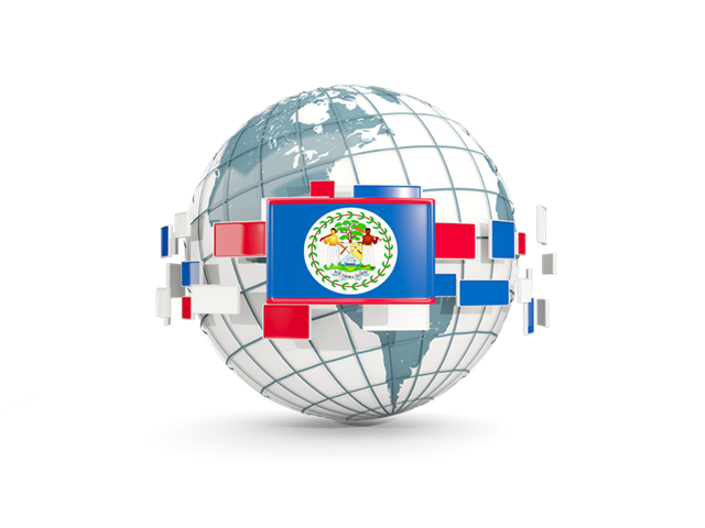 Globe with line of flags. Download flag icon of Belize at PNG format