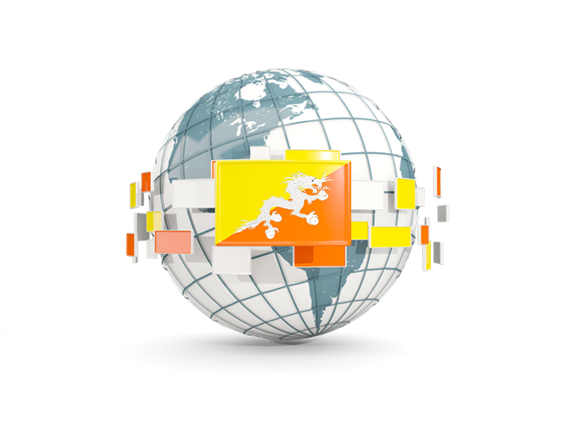 Globe with line of flags. Download flag icon of Bhutan at PNG format