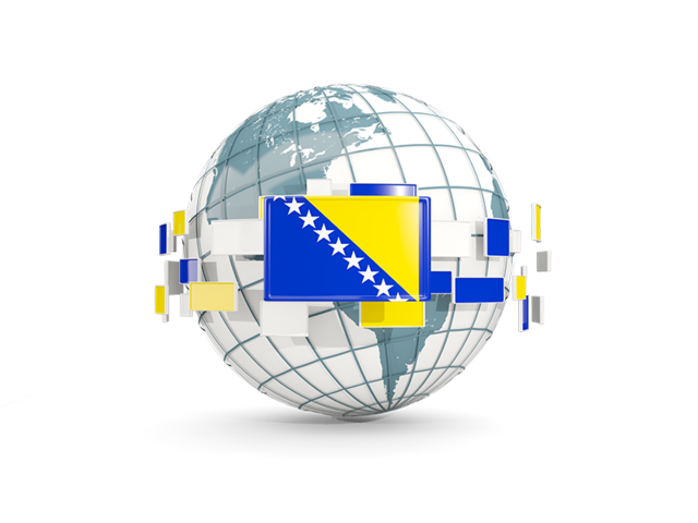 Globe with line of flags. Download flag icon of Bosnia and Herzegovina at PNG format