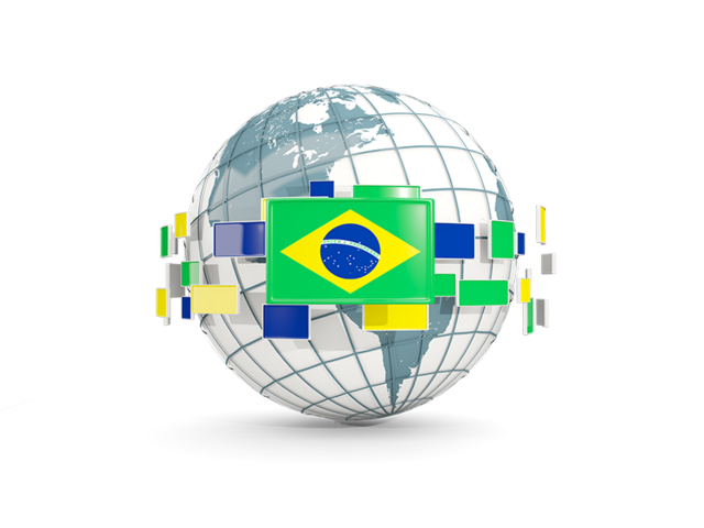 Globe with line of flags. Download flag icon of Brazil at PNG format