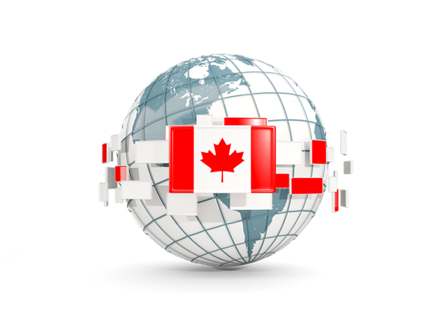 Globe with line of flags. Download flag icon of Canada at PNG format